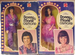 Donny & Marie Osmand w/ boxes © 1976 Mattel 9767 & 9768